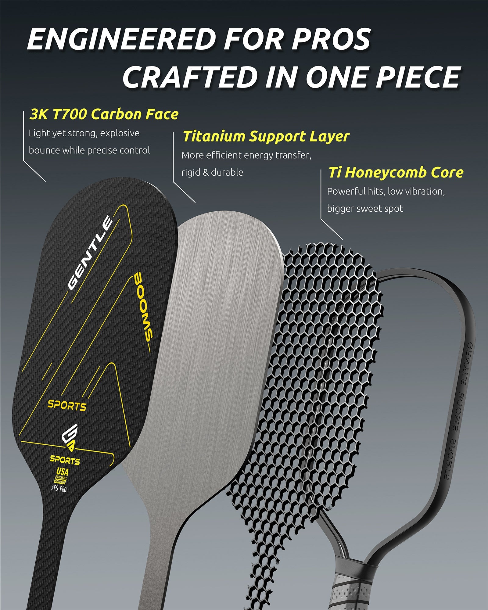 GBS Titanium-aluminum alloy T700 carbon fiber pickleball paddle
