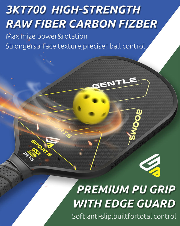 3K Raw T700 Carbon Fiber Pickleball Paddle (GBS002 - AFS Pro) with Aerospace - Grade Ultra - Light Nano - Titanium Alloy Core & Face - GBSPICKLEBALL