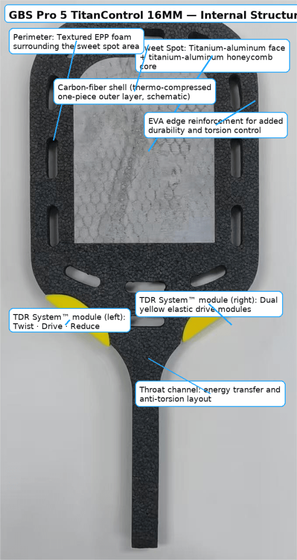 Pre - sale GBS Pro 5 TitanControl 16MM pickleball paddle | 4th - Gen Upgrade - GBSPICKLEBALL