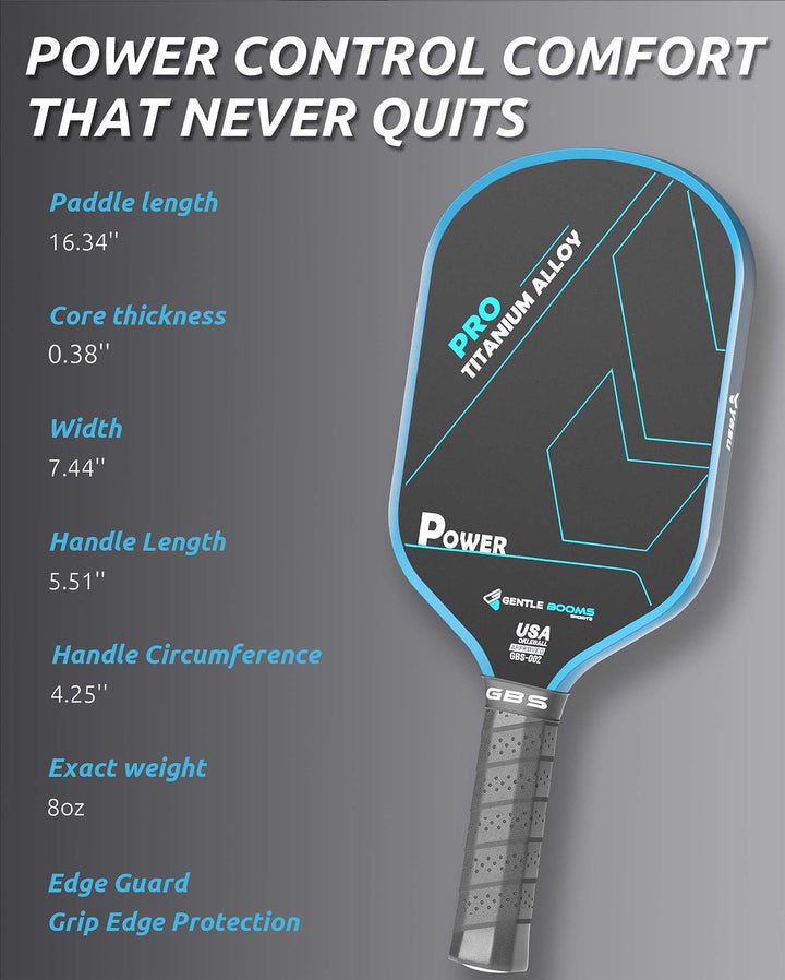T700 Carbon Fiber Pickleball Paddle (GBS002) with Aerospace - Grade Ultra - Light Nano - Titanium Alloy Core & Face（BLUE） - GBSPICKLEBALL