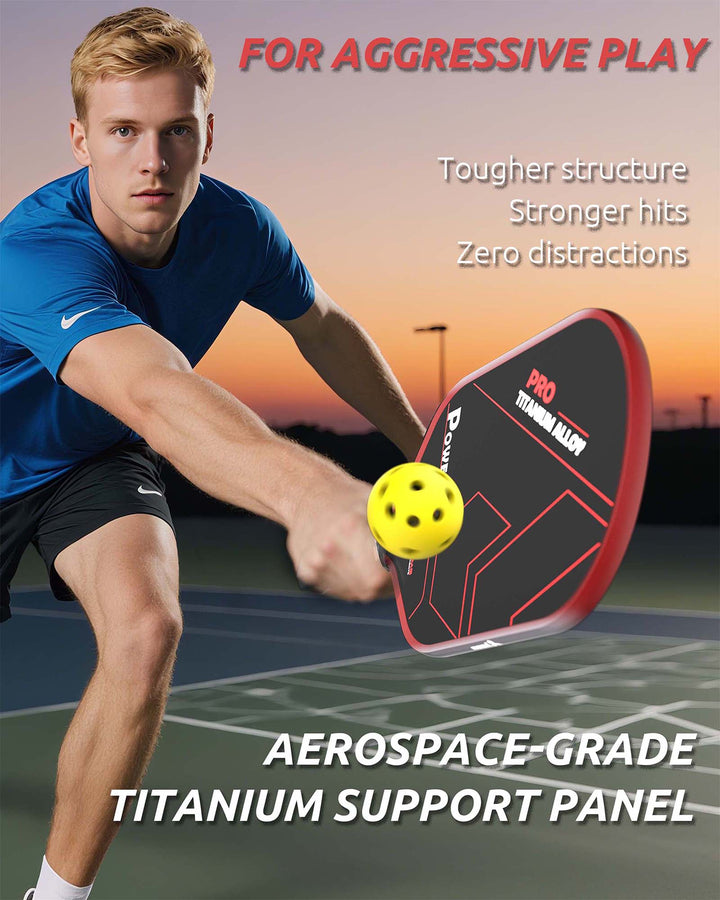 T700 Carbon Fiber Pickleball Paddle (GBS002) with Aerospace - Grade Ultra - Light Nano - Titanium Alloy Core & Face（RED） - GBSPICKLEBALL