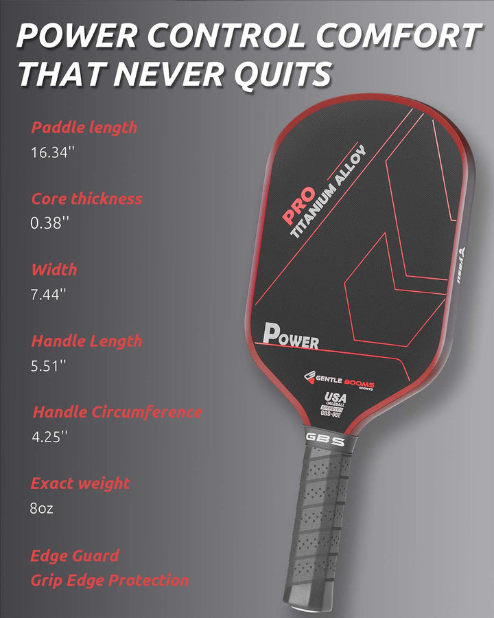 T700 Carbon Fiber Pickleball Paddle (GBS002) with Aerospace - Grade Ultra - Light Nano - Titanium Alloy Core & Face（RED） - GBSPICKLEBALL