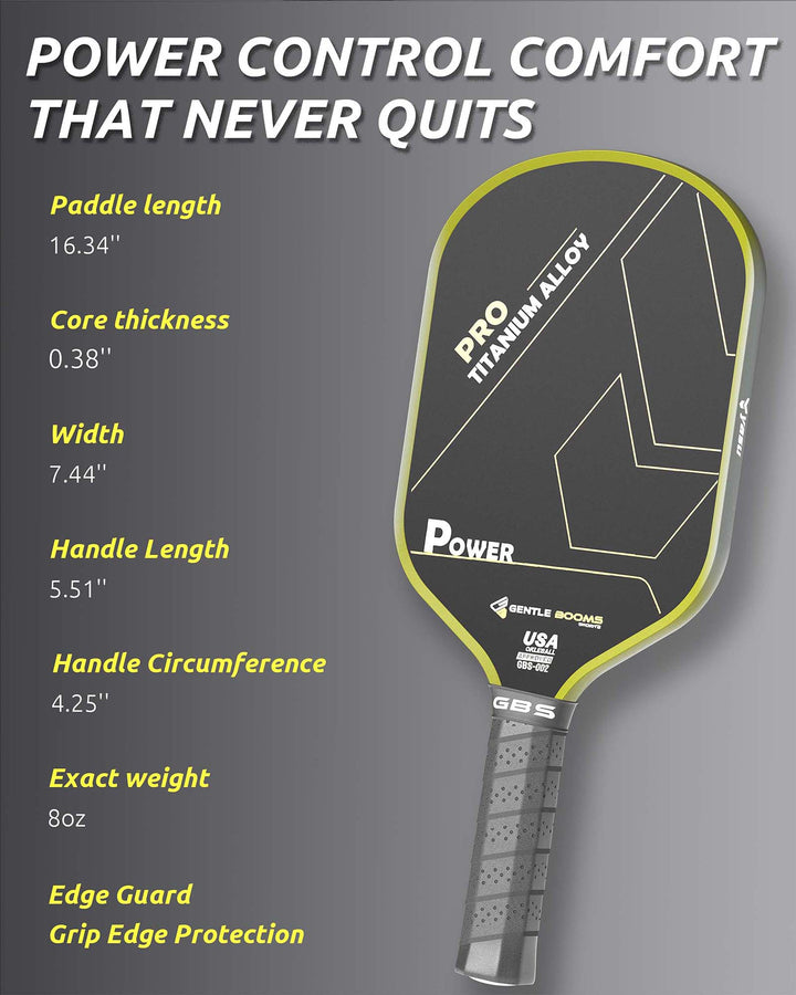 T700 Carbon Fiber Pickleball Paddle (GBS002) with Aerospace - Grade Ultra - Light Nano - Titanium Alloy Core & Face（Yellow） - GBSPICKLEBALL