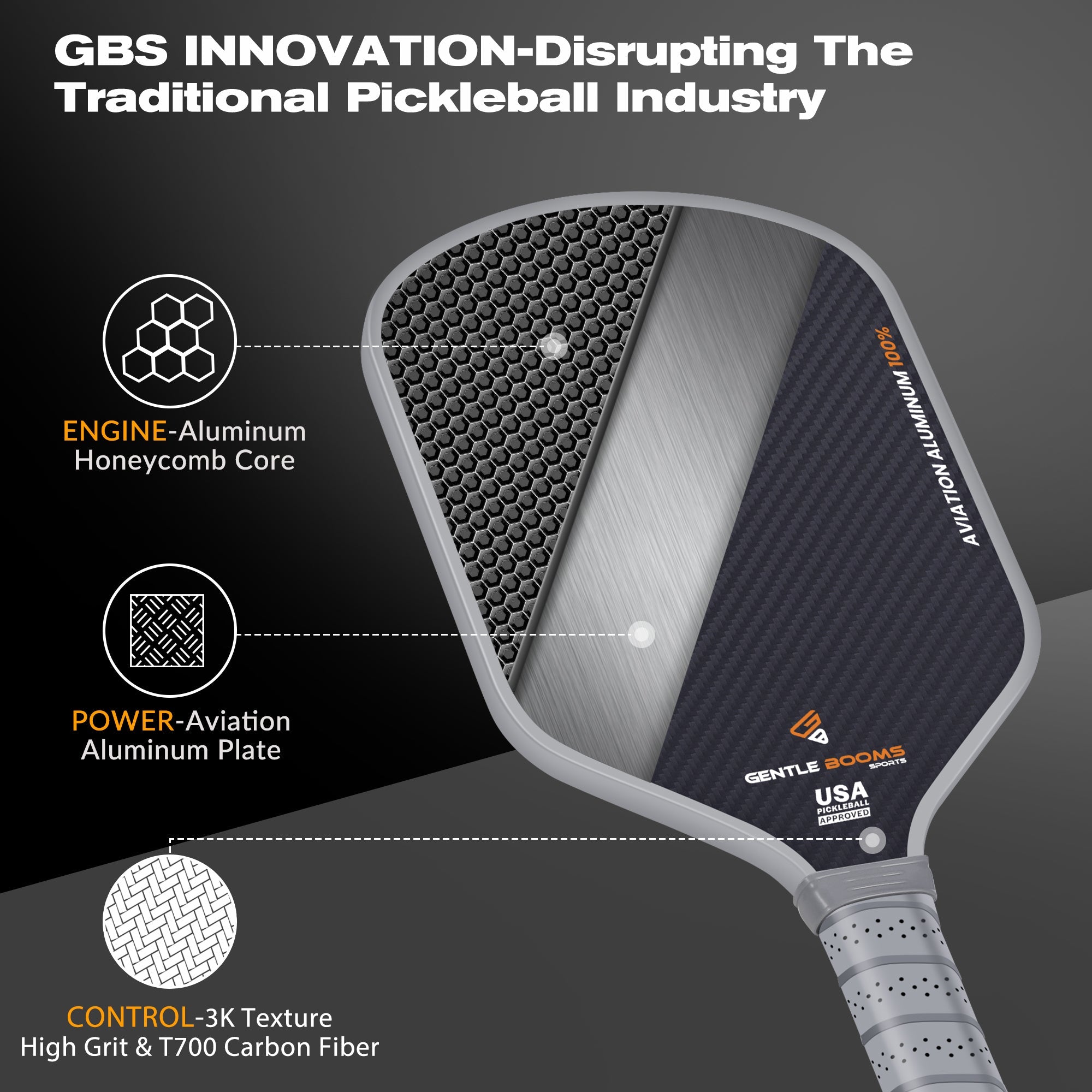 Xspak T700 Carbon Fiber Pickleball Paddle - Elongated Shape With Protective Cover